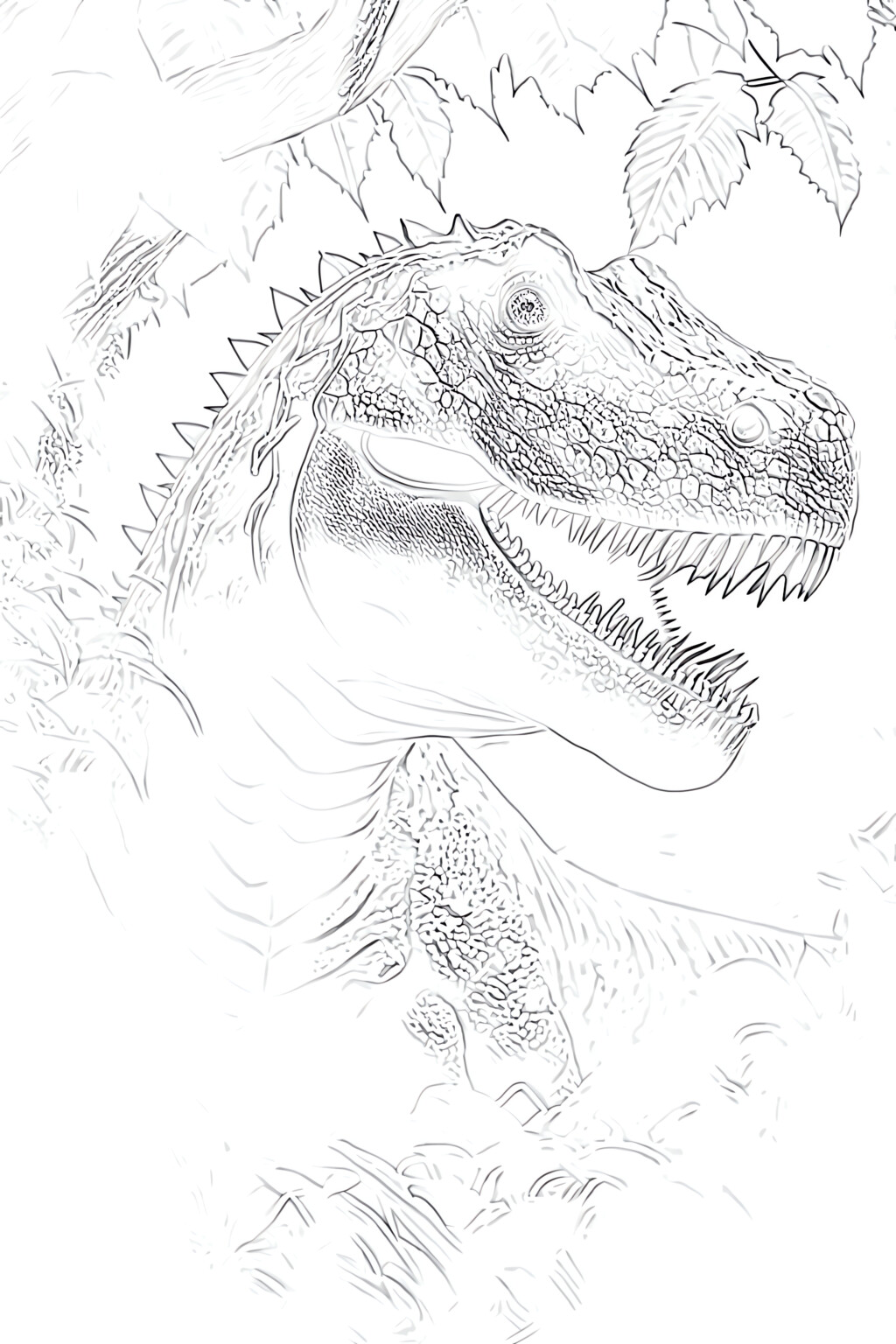 Printable Tyrannosaurus Rex Head Coloring Page - Mimi Panda