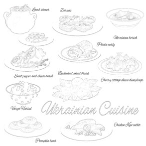 Ukraine Food - Coloring page