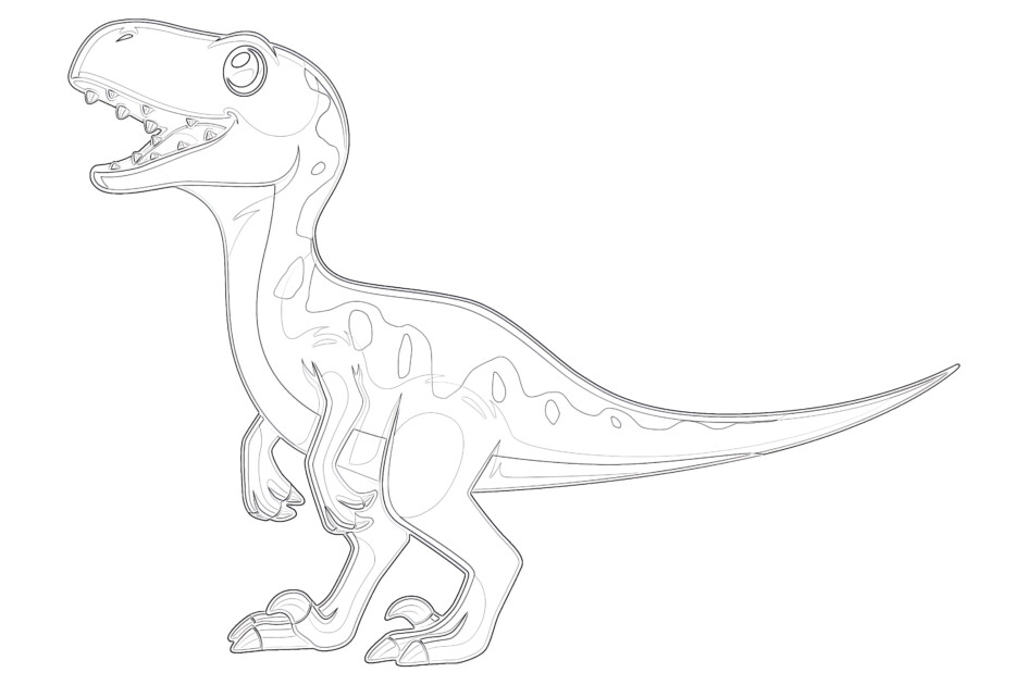 Printable Velociraptor Coloring Page - Mimi Panda