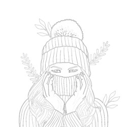 Girl Wearing Winter Clothes - Printable Coloring page