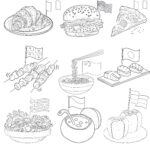 World Food Set Coloring Page