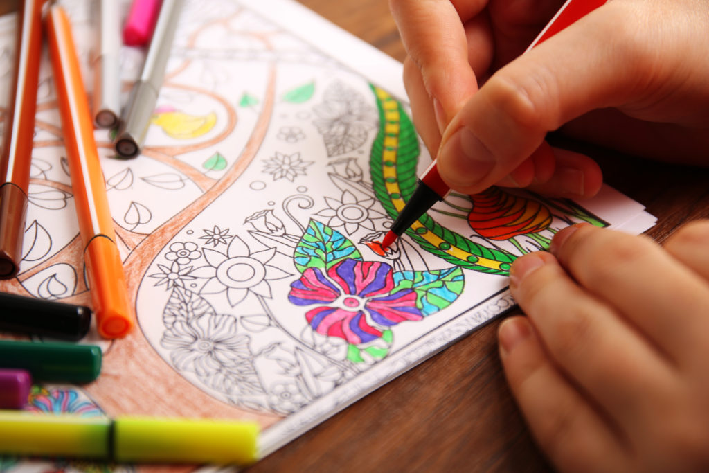 Adult colouring with pencils