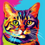 Page à Colorier Sur le Portrait D’un Chat Dans le Style Pop Art 2