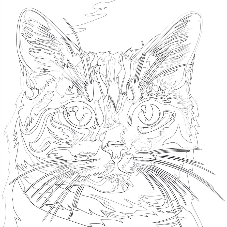 Cat Portrait Pop Art Style Coloring Page