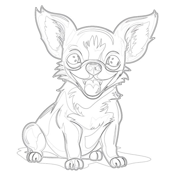 Chihuahua Breed Smiling Coloring Page | Coloring Pages Mimi Panda