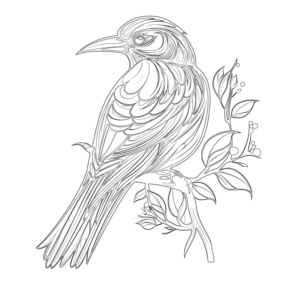 Colorful Bird Coloring Page