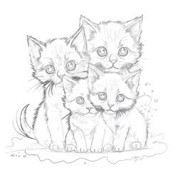 Cute Cats Färbung Seite - Druckbare Ausmalbilder