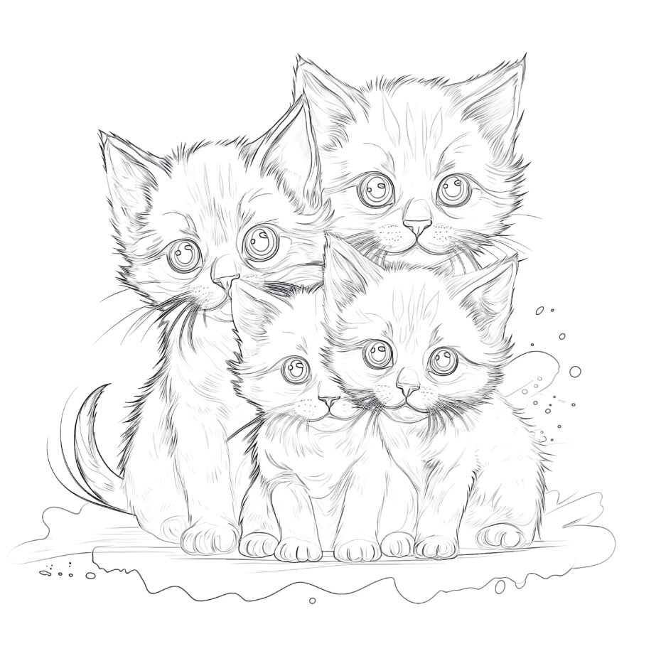 Cute Cats Coloring Page