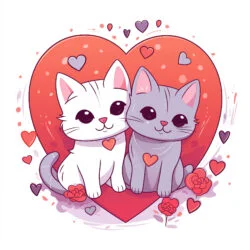Cute Valentine's Day With Cats Coloring Page - Origin image