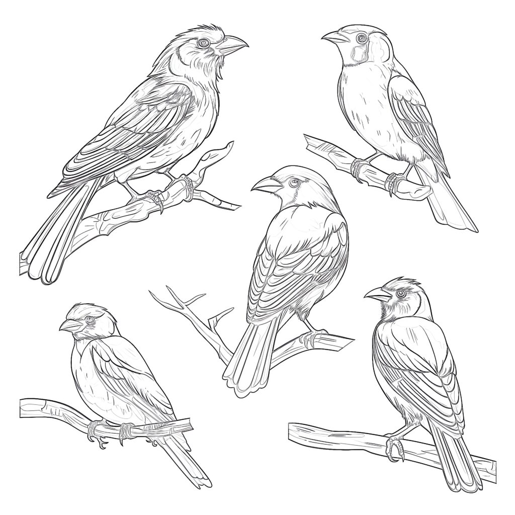 Printable collection bird coloring page mimi panda