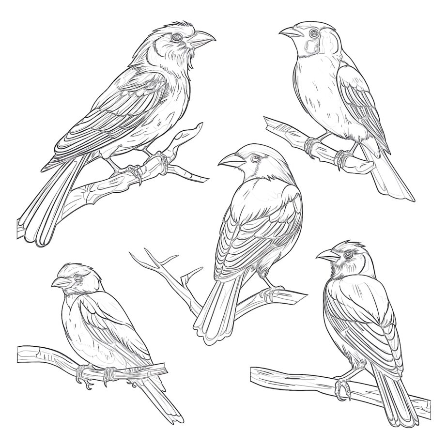 Different Kinds of Birds Coloring Page