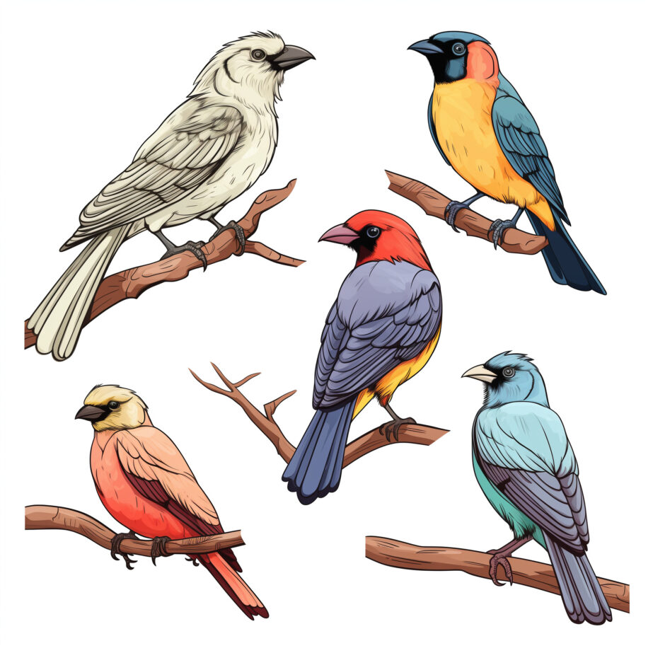 Página Para Colorear De Diferentes Tipos de Pájaros 2