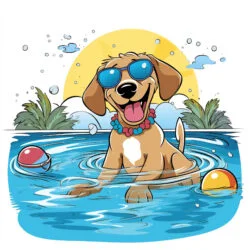Dog Pool Party Coloring Page - Origin image