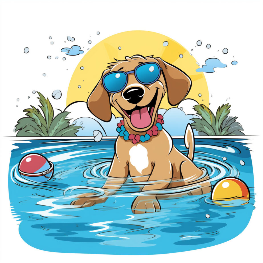 Dog Pool Party Coloring Page 2Original image
