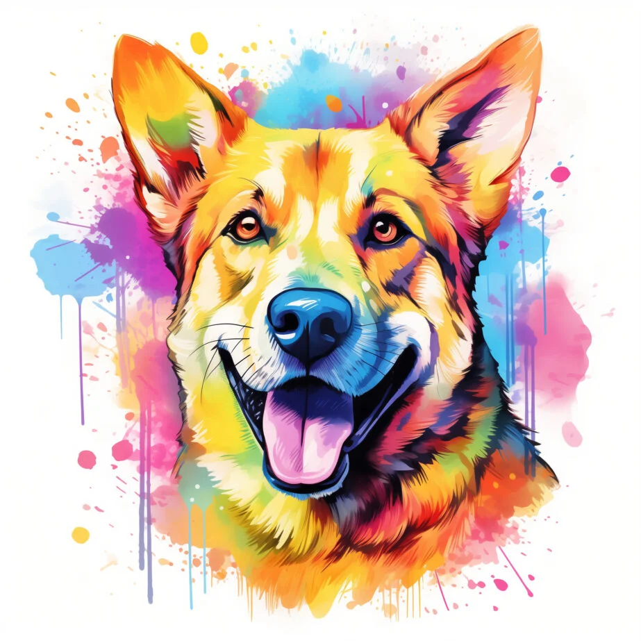 Dog Watercolor Coloring Page 2
