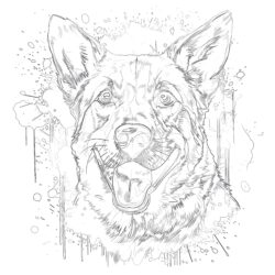 Dog Watercolor - Printable Coloring page