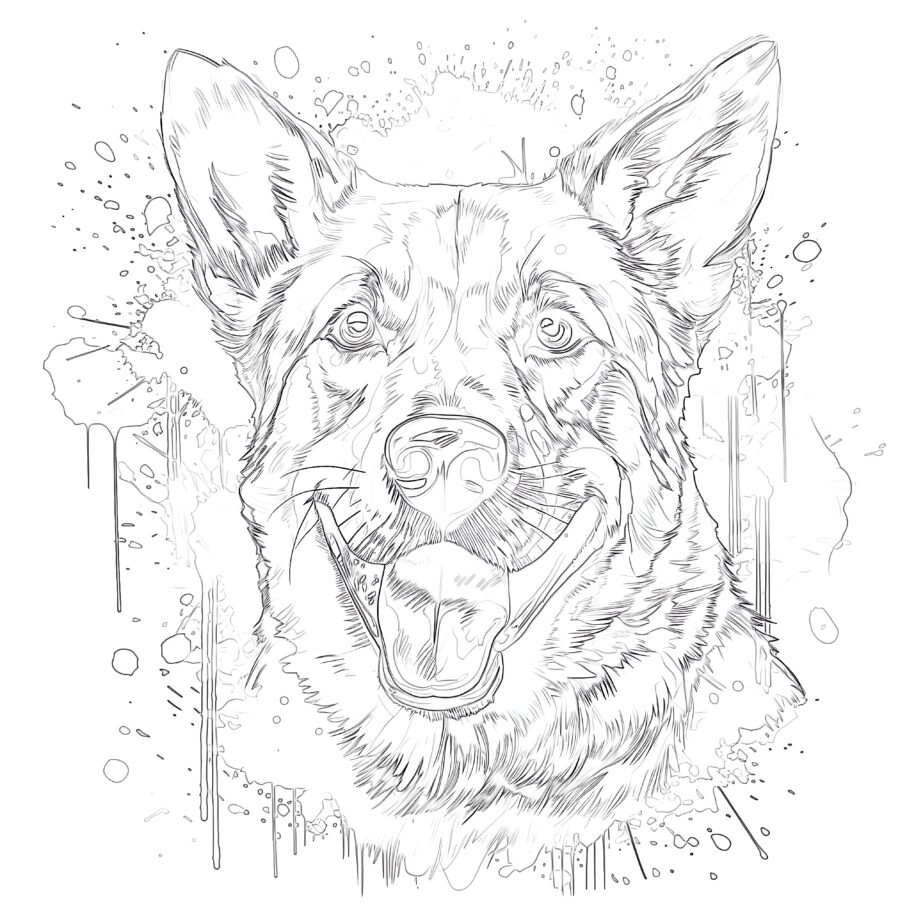 Dog Watercolor Coloring Page