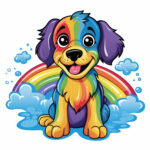 Dog with Rainbow Coloring Page 2 2