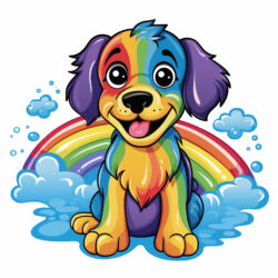 Hund mit Regenbogen Malvorlage - Ursprüngliches Bild