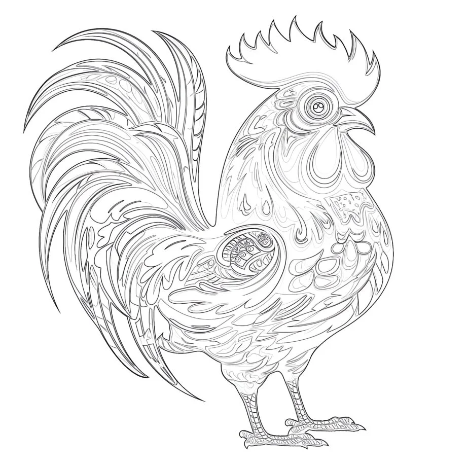 Gallo Divertido Página Para Colorear