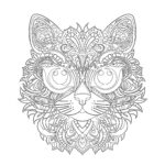 Hand-Drawn Doodle Cat Coloring Page