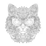 El İle Çizilmiş Doodle Kedi Boyama Sayfası