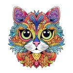 El İle Çizilmiş Doodle Kedi Boyama Sayfası 2 2