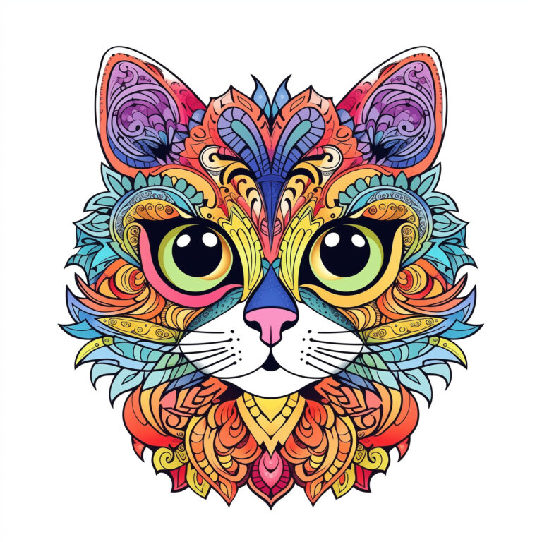 Hand-Drawn Doodle Cat Coloring Page | Coloring Pages Mimi Panda