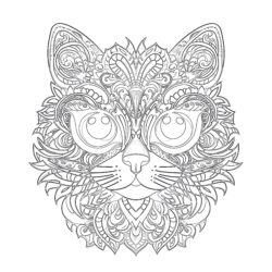 Hand-Drawn Doodle Cat - Printable Coloring page