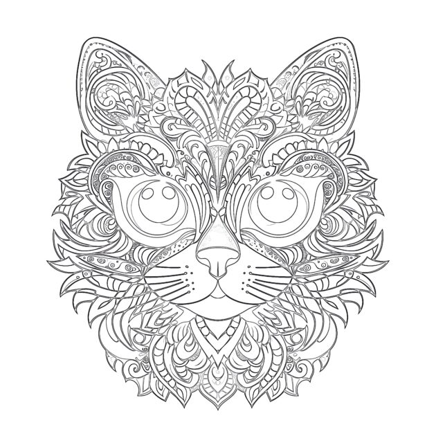 Hand-Drawn Doodle Cat Coloring Page | Coloring Pages Mimi Panda