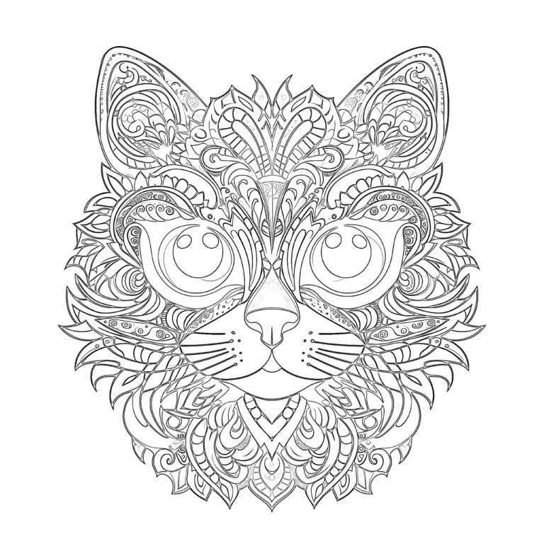 Hand-Drawn Doodle Cat Coloring Page | Coloring Pages Mimi Panda