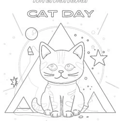 International Cat Day Coloring Page - Printable Coloring page