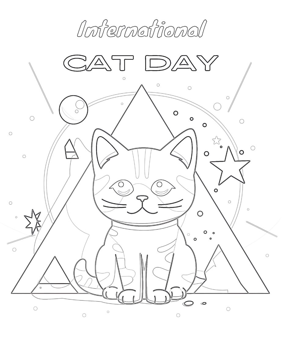 Página Para Colorear del Día Internacional Del Gato