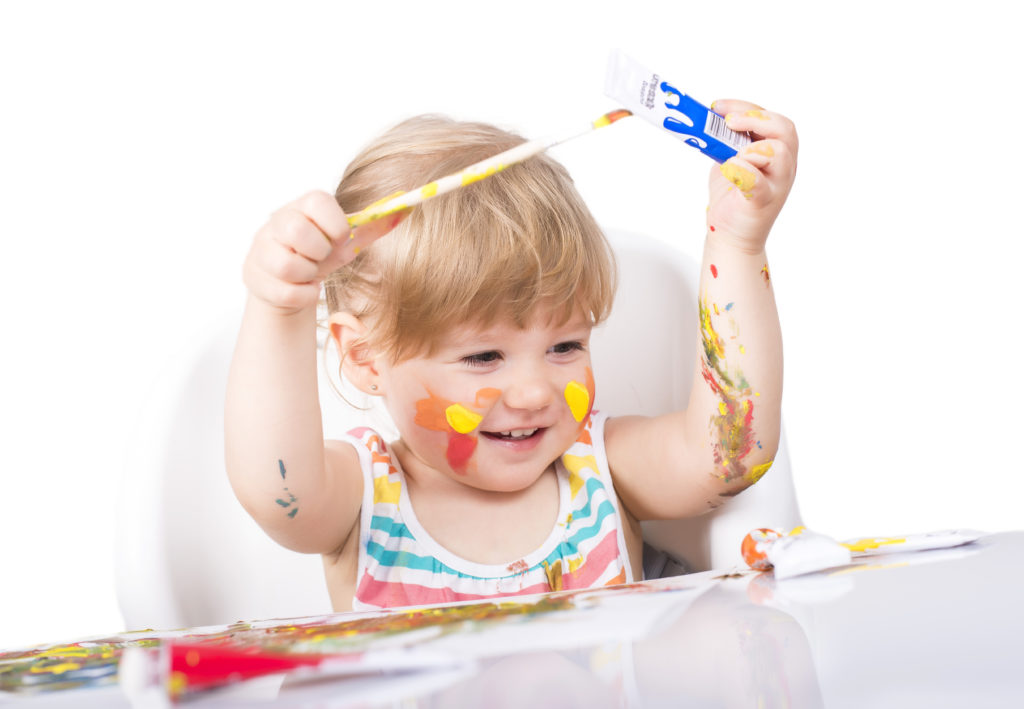 little girl painting