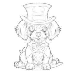 Magician Puppy - Printable Coloring page