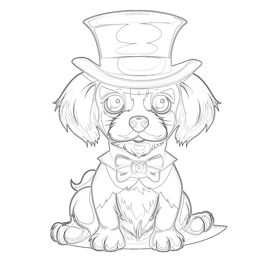 Magician Puppy Coloring Page