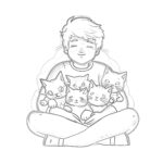 Page de Coloriage « Personne Avec Des Chats