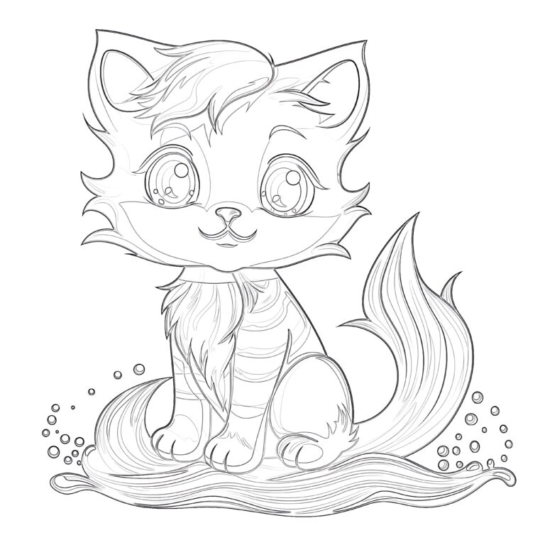 Rainbow Mermaid Kitten Cat Coloring Page Coloring Pages Mimi Panda