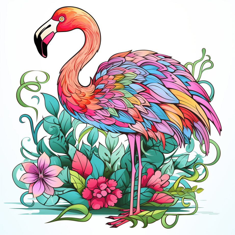 Tropischer Flamingo Malvorlage 2