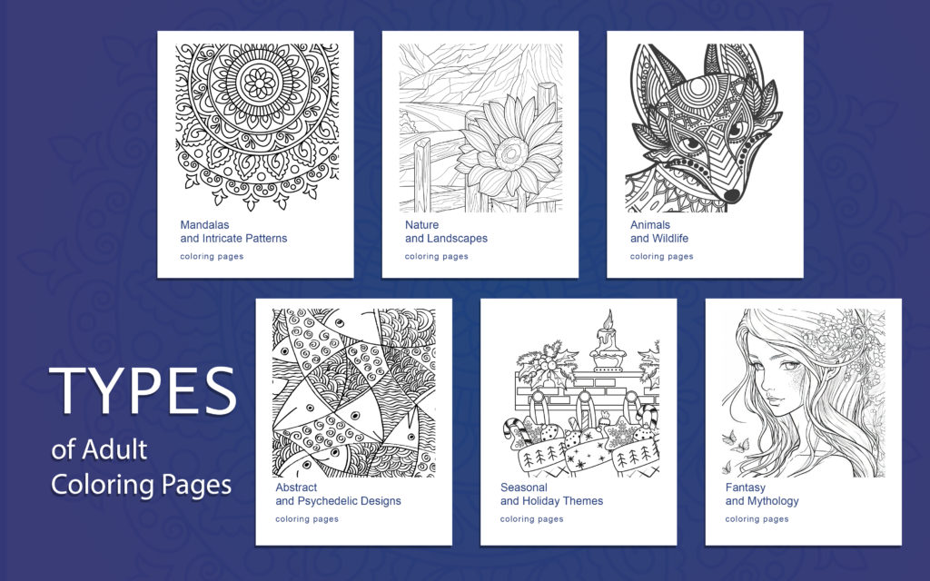 main collage of types coloring pages