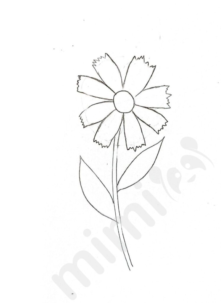 drawing a blue flower for children 5