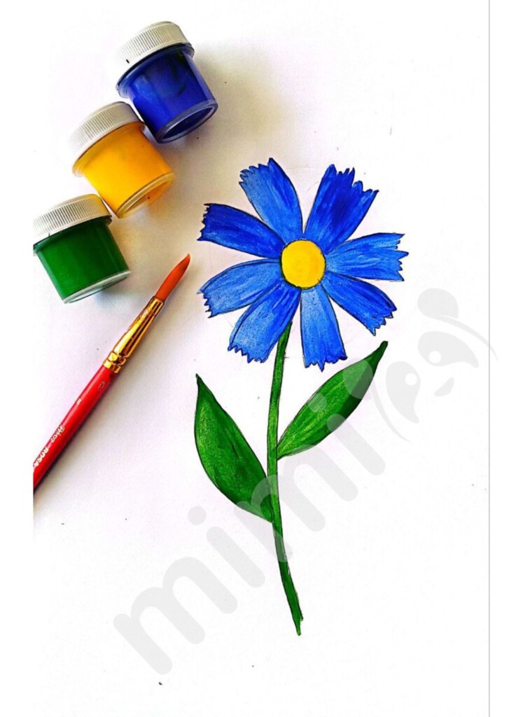 drawing a blue flower for children 6