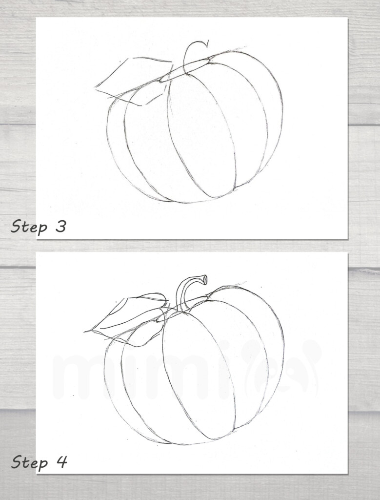 collage pumpkin drawing realistic step 3 and 4