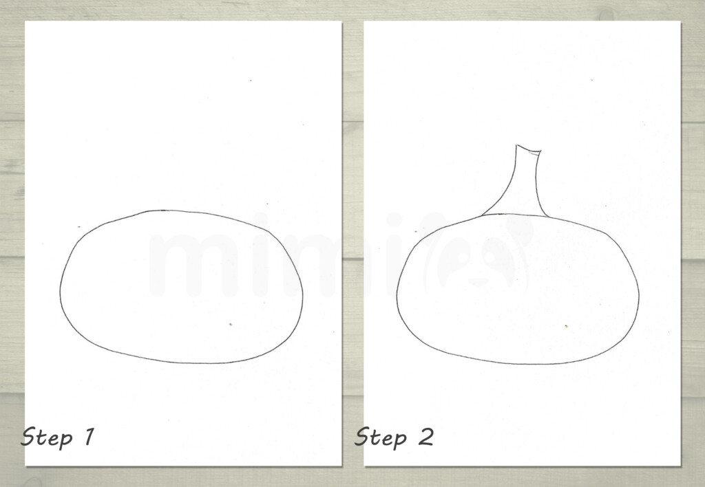 collage pumpkin drawing step 1 and 2