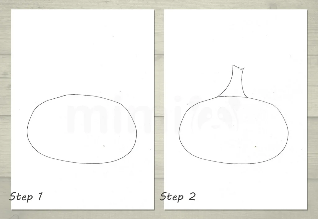 collage pumpkin drawing step 1 and 2