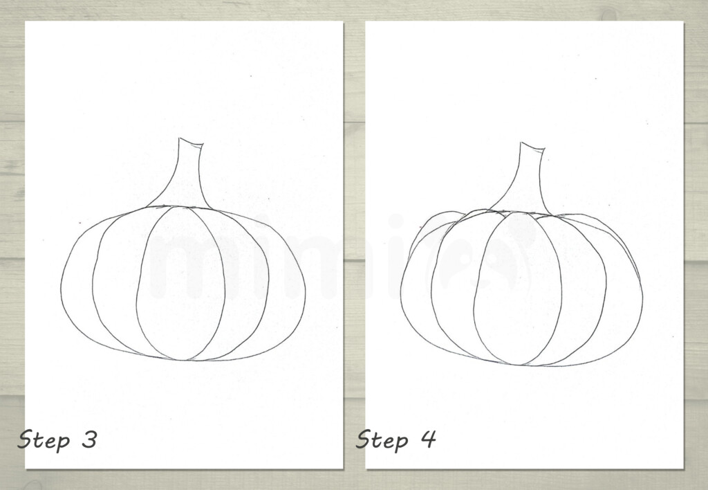 collage pumpkin drawing step 3 and 4