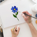 painting blue flower