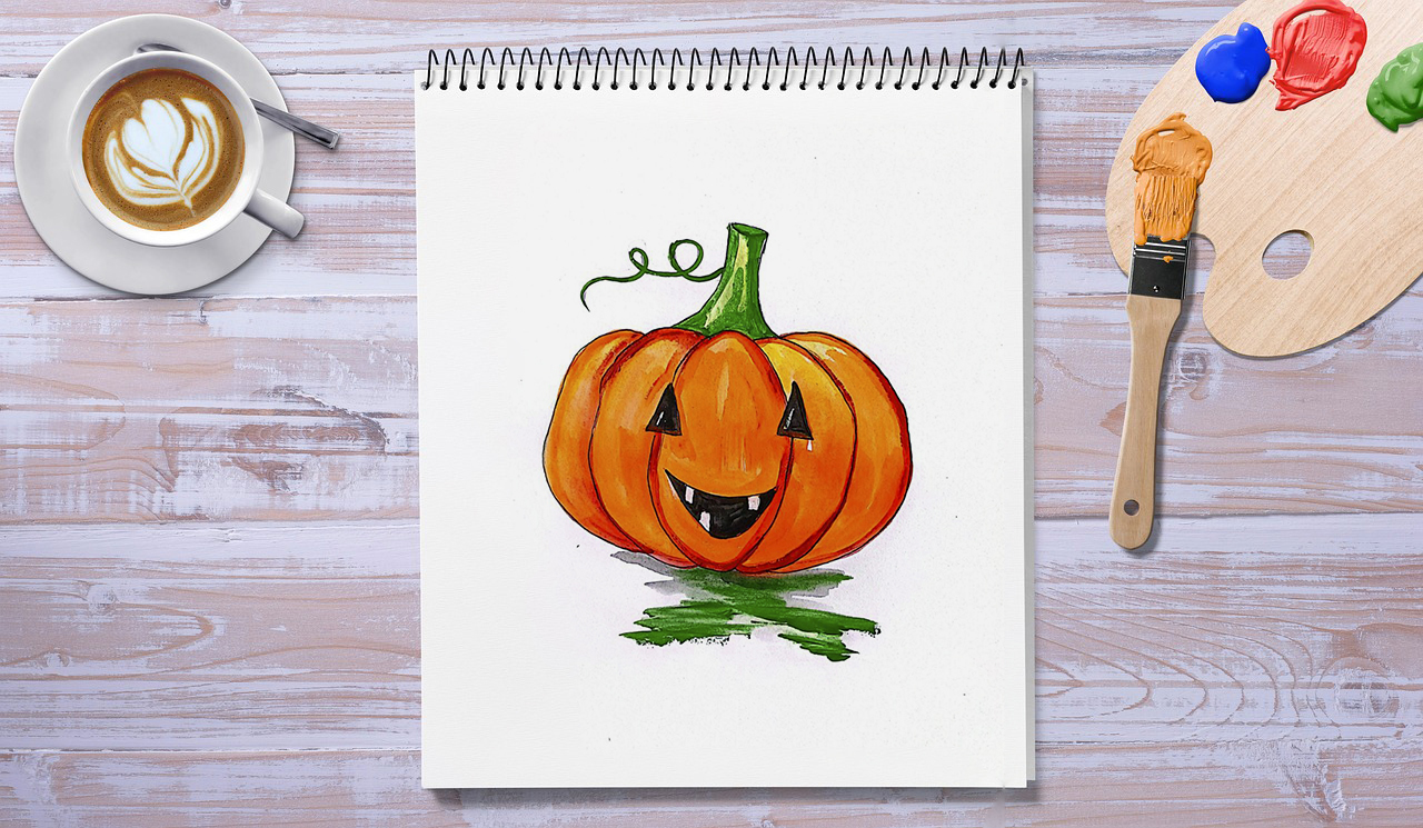 Hand Draw Halloween Pumpkin with Spooky Face Stock Vector - Illustration of  moustache, font: 218751158