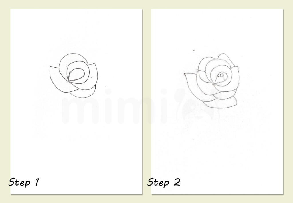 realistic drawing rose for adult collage steps 1 and 2