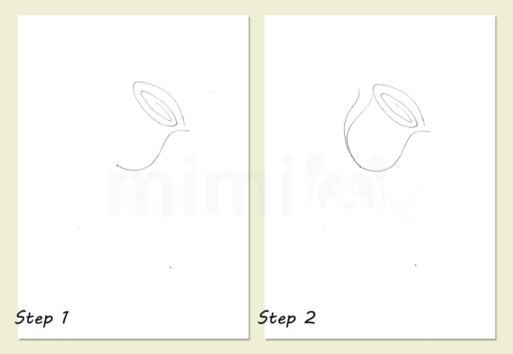 simple drawing rose collage steps 1 and 2